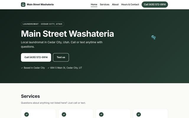 Main Street Washateria website