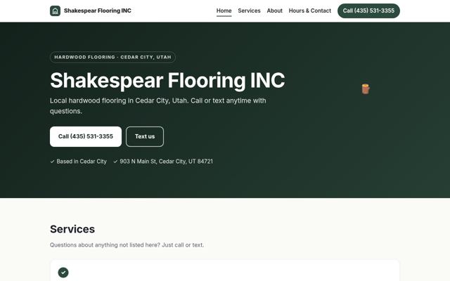 Shakespear Flooring website