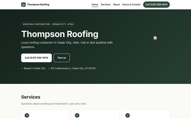 Thompson Roofing website