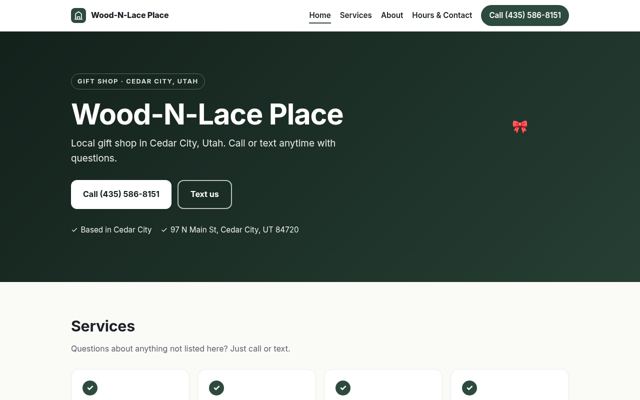Wood N Lace Place website